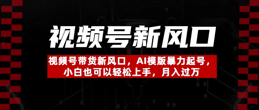 视频号带货新风口,AI模版暴力起号,小白也可以轻松上手,月入过万