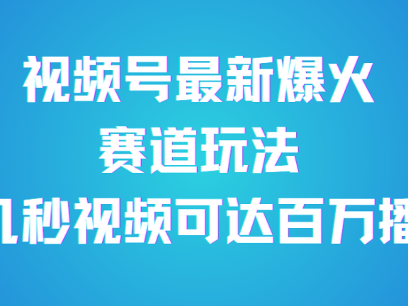 视频号最新爆火赛道玩法,流量巨大,视频制作简单,轻松月入数万